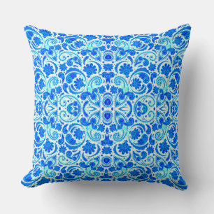 Cojín Decorativo Lindos patrones de paisley azul acuatico