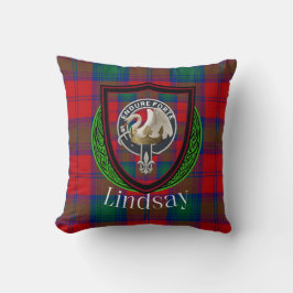 Cojín Decorativo Lindsay Scottish Clan Tartan & Escudo