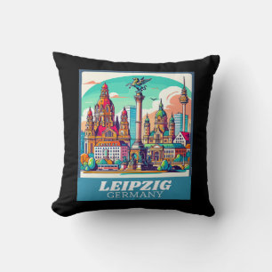 Cojín Decorativo Línea aérea retro Leipzig