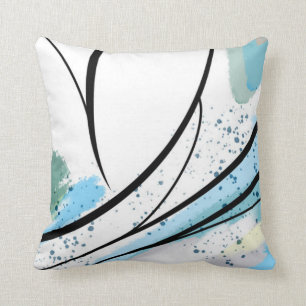 Cojín Decorativo Línea blanca azul plana