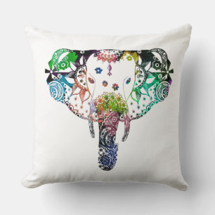 Cojín Decorativo Línea de arcoiris de tinte de arena maraña elefant
