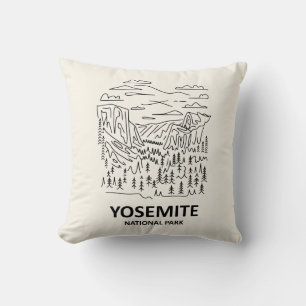 Cojín Decorativo Línea de arte del Parque Nacional Yosemite