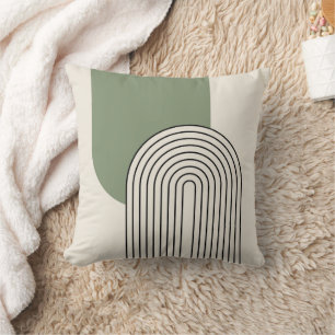 Cojín Decorativo Línea de arte estilo Mid Century con arco verde