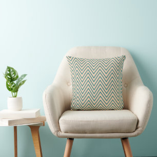 Cojín Decorativo Línea de Chevron Azul Melocotón