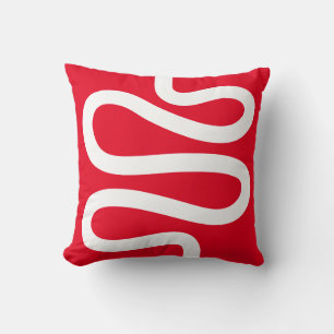 Cojín Decorativo Línea de curvas - Blanco sobre rojo
