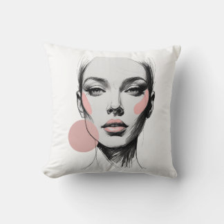 Cojín Decorativo Línea de Moda Arte Cara con Acentos de Rosa Sonros