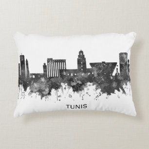 Cojín Decorativo Línea de Skyline de Túnez BW