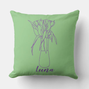 Cojín Decorativo Línea de Tulipán Moderna Ilustración Original Para