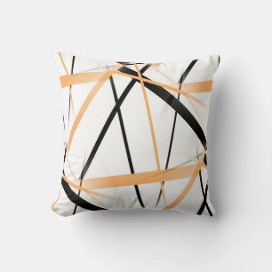 Cojín Decorativo Línea Moderna Geometría Fría Blanco Negro Naranja-