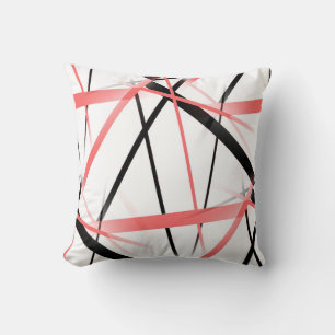Cojín Decorativo Línea Moderna Geometría Fría Blanco Rosa Negro-Ros