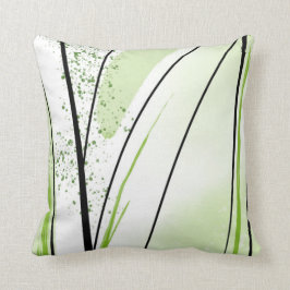 Cojín Decorativo Línea negra verde abstracta