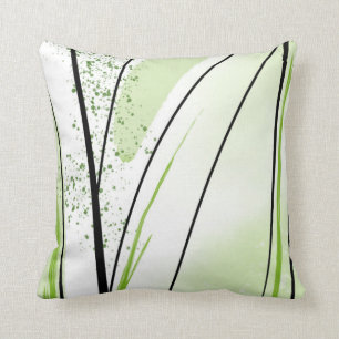Cojín Decorativo Línea negra verde abstracta
