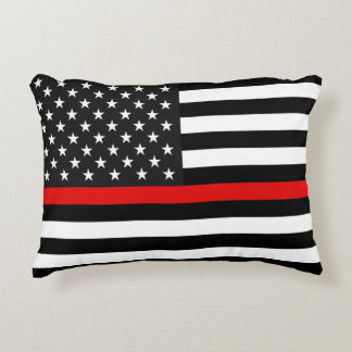 Cojín Decorativo Línea roja fina bandera americana