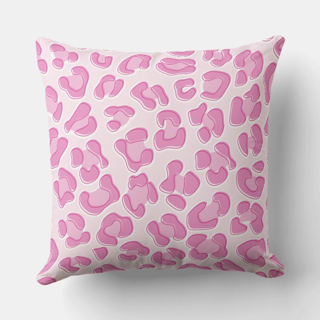 Cojín Decorativo Línea rosada de Preppy Leopard (Reverso )