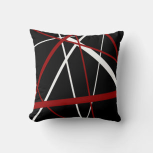 Cojín Decorativo Línea Urbana Geometría Moderna Negro Blanco Rojo