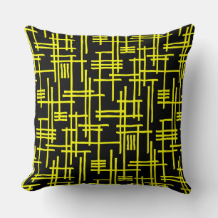 Cojín Decorativo Líneas abstractas 120923 - Amarillo sobre negro
