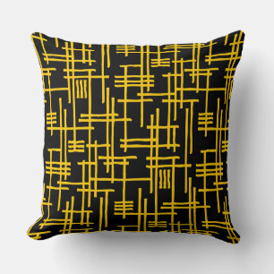 Cojín Decorativo Líneas abstractas 120923 - Ámbar sobre negro