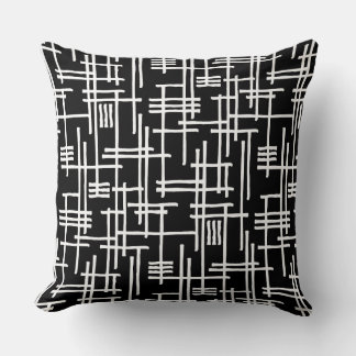 Cojín Decorativo Líneas abstractas 120923 - Blanco sobre negro