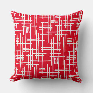 Cojín Decorativo Líneas abstractas 120923 - Blanco sobre rojo