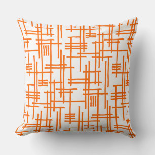 Cojín Decorativo Líneas abstractas 120923 - Naranja en blanco