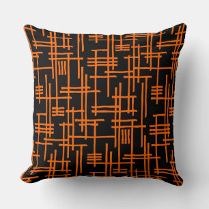 Cojín Decorativo Líneas abstractas 120923 - Naranja sobre negro