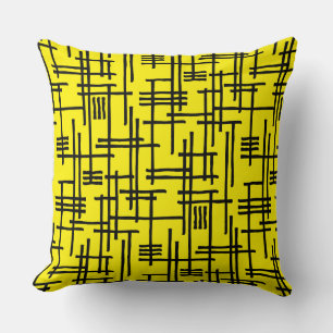 Cojín Decorativo Líneas abstractas 120923 - Negro sobre amarillo br