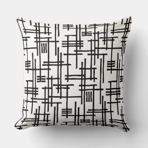 Cojín Decorativo Líneas abstractas 120923 - Negro sobre blanco
