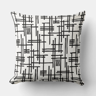 Cojín Decorativo Líneas abstractas 120923 - Negro sobre blanco