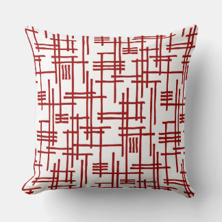 Cojín Decorativo Líneas abstractas 120923 - Rojo rubí sobre blanco