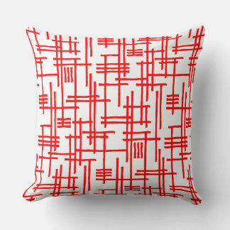 Cojín Decorativo Líneas abstractas 120923 - Rojo sobre blanco