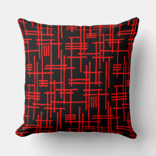 Cojín Decorativo Líneas abstractas 120923 - Rojo sobre negro
