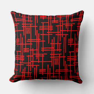 Cojín Decorativo Líneas abstractas 120923 - Rojo sobre negro