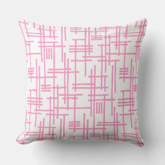 Cojín Decorativo Líneas abstractas 120923 - Rosa sobre blanco