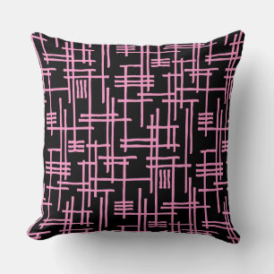 Cojín Decorativo Líneas abstractas 120923 - Rosa sobre negro