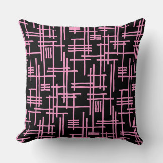 Cojín Decorativo Líneas abstractas 120923 - Rosa sobre negro
