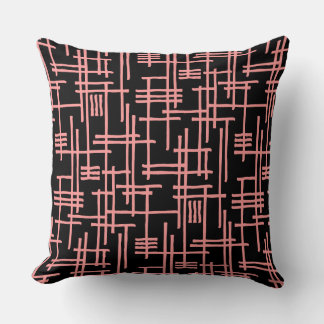 Cojín Decorativo Líneas abstractas 120923 - Rosa suave en negro