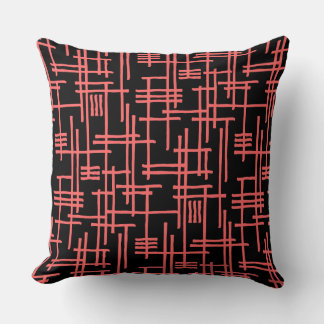 Cojín Decorativo Líneas abstractas 120923 - Rosa Tropical sobre Neg