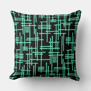 Cojín Decorativo Líneas abstractas 120923 - Turquesa sobre negro