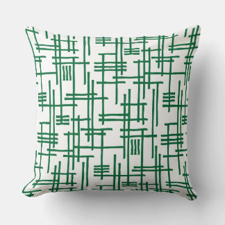 Cojín Decorativo Líneas abstractas 120923 - Verde forestal sobre bl