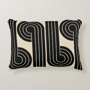 Cojín Decorativo Líneas abstractas de retro negro