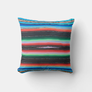 Cojín Decorativo Líneas azules de mosaico mexicano