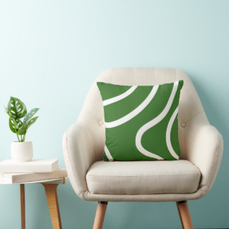 Cojín Decorativo Líneas blancas abstractas elegantes sobre fondo ve