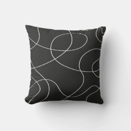 Cojín Decorativo Líneas blancas en negro