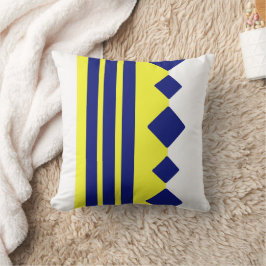 Cojín Decorativo Líneas cuadradas geométricas amarillas azul