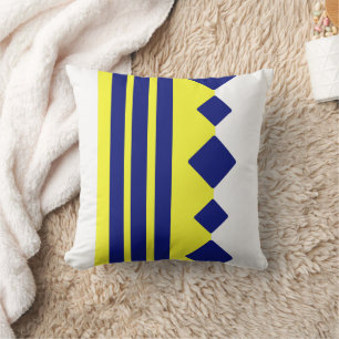 Cojín Decorativo Líneas cuadradas geométricas amarillas azul