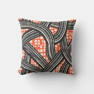 Cojín Decorativo Líneas de contraste rojo negro - Japandi