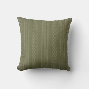 Cojín Decorativo Líneas de franja verde oliva elegancia a mediados 