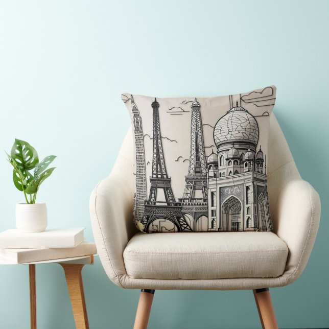 Cojín Decorativo "Líneas de la Ciudad" (Silla)