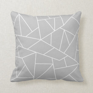 Cojín Decorativo Líneas de mosaico blanco en gris