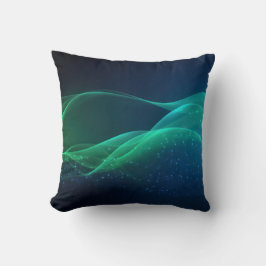 Cojín Decorativo Líneas de ondulación verde con puntos